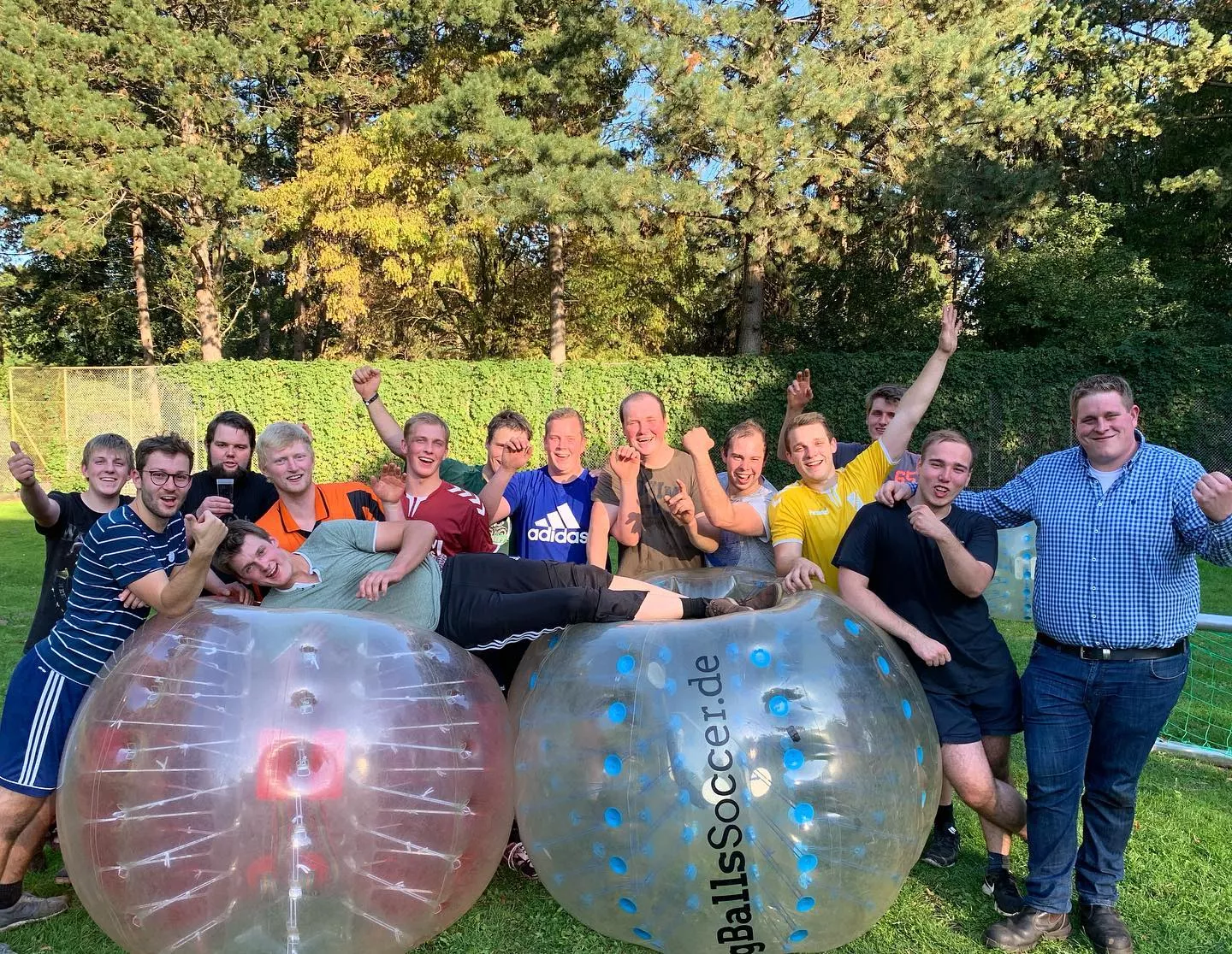 stag group playing bubble football